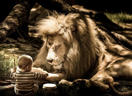 Lion and child