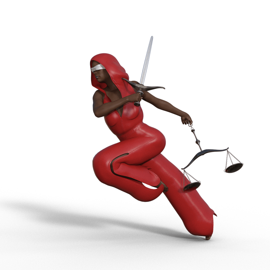 Themis with scales of justice and a sword